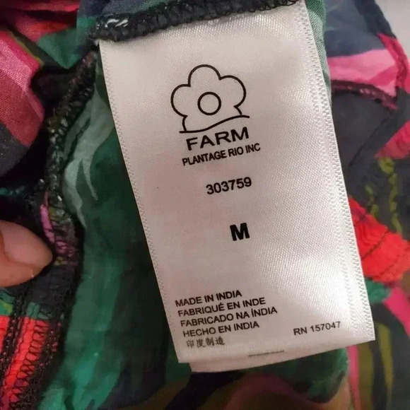 FARM RIOMidnight Leaves Puff Sleeve Mini Dress Size M - Picture 8 of 10